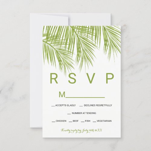 Modern greenery palm tree RSVP wedding