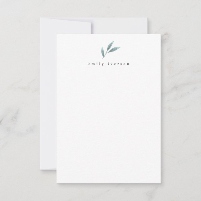 Modern Greenery Personalized Stationary Note Card (Front)