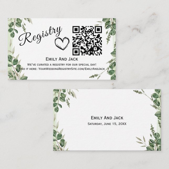 Modern Greenery QR Code Enclosure Invitation (Front/Back)