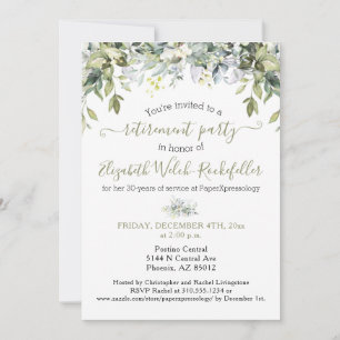 Modern Greenery Retirement Party Photo Invitation