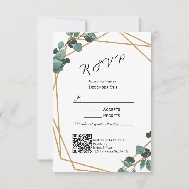 Modern Greenery RSVP Card Invitation (Front)