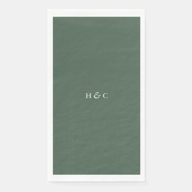 Modern Greenery Sage Moss Plain Simple Wedding Paper Guest Towels (Front)