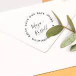 Modern Greenery Save The Date Self-inking Stamp<br><div class="desc">Modern and script font with greenery rubber stamp.</div>