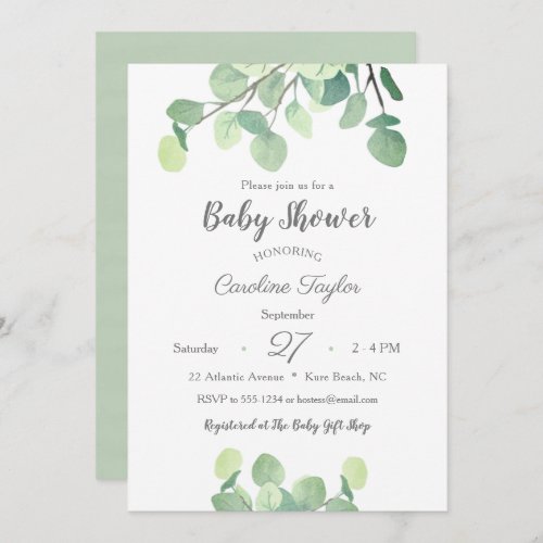 Modern Greenery Simple Gender Neutral Baby Shower Invitation