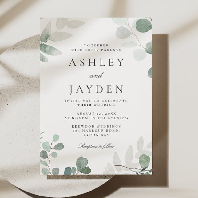 Modern Greenery Spring Wedding Invitation (Creator Uploaded)