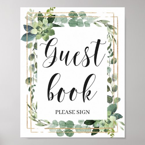 Modern Greenery succulent eucalyptus gold Poster