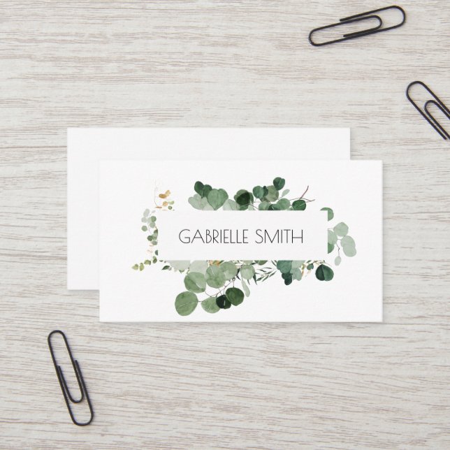 Modern Greenery Timeless Evergreen  Business Card (Front/Back In Situ)