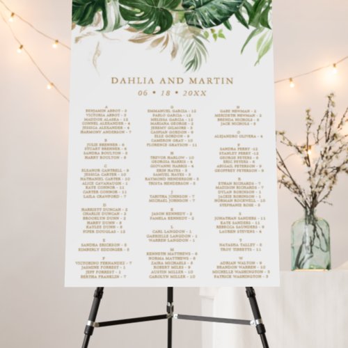 Modern Greenery Tropical Wedding Seating Chart Foam Board