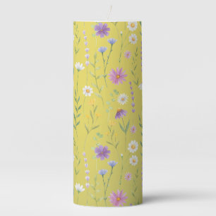 Modern Greenery Watercolor Rustic Botanical floral Pillar Candle