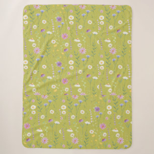 Modern Greenery Watercolor Rustic Botanical floral Sherpa Blanket