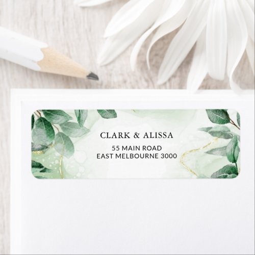 Modern Greenery Watercolour Foliage Address Label