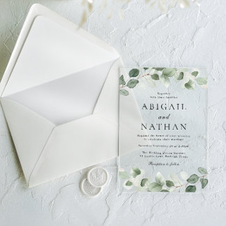 Modern Greenery Wedding  Acrylic Invitations