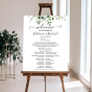 Modern Greenery Wedding Ceremony Program Foam Sign