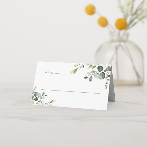 Modern Greenery Wedding Folded Place Card