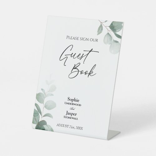 Modern Greenery Wedding Guest Book Sign