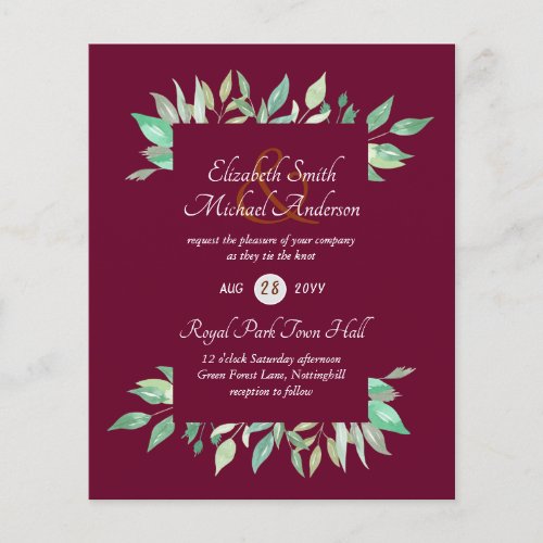 Modern Greenery Wedding Invitation Budget