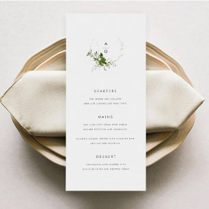 Modern Greenery Wedding Menu Card