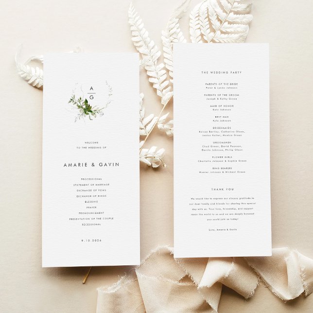 Modern Greenery Wedding Program (Modern Greenery Wedding Program)