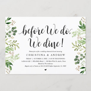Modern Greenery, Wedding Rehearsal Dinner Invitation