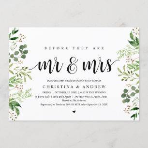 Modern Greenery, Wedding Rehearsal Dinner Invitation
