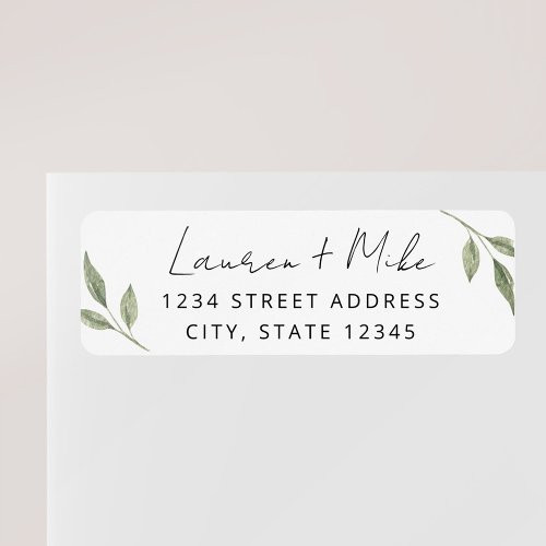 Modern Greenery Wedding Return Address Labels
