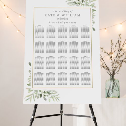 Modern Greenery Wedding Seating Plan Chart Foam Board