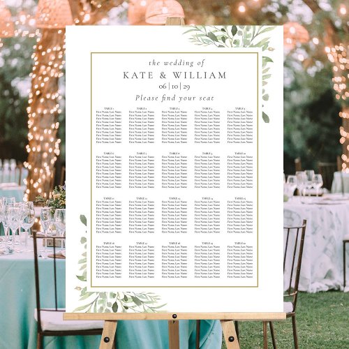 Modern Greenery Wedding Seating Plan Chart Foam Board