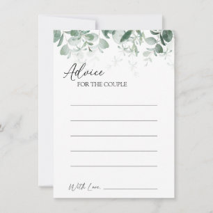 Modern Greenery White Wedding Advice Card