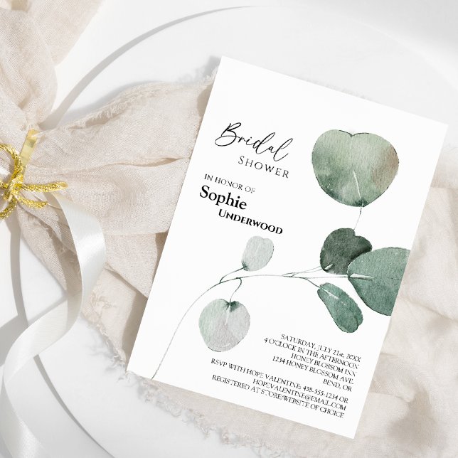 Modern Greenery White Wedding Bridal Shower Invitation (Creator Uploaded)