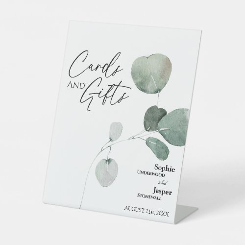 Modern Greenery White Wedding Cards and Gifts Sign