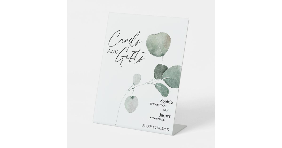 Modern Greenery White Wedding Cards and Gifts Sign | Zazzle