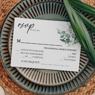 Modern Greenery White Wedding Song Request RSVP Card