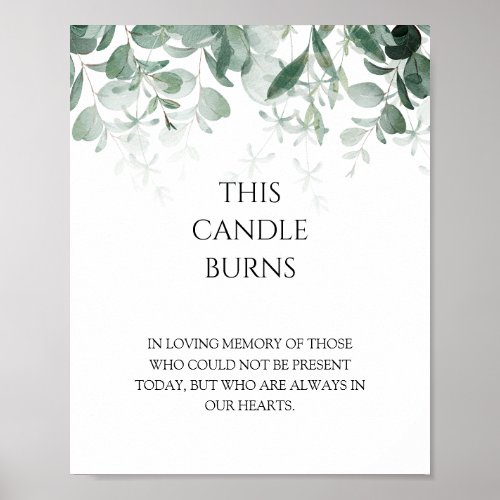 Modern Greenery White Wedding This Candle Burns Poster