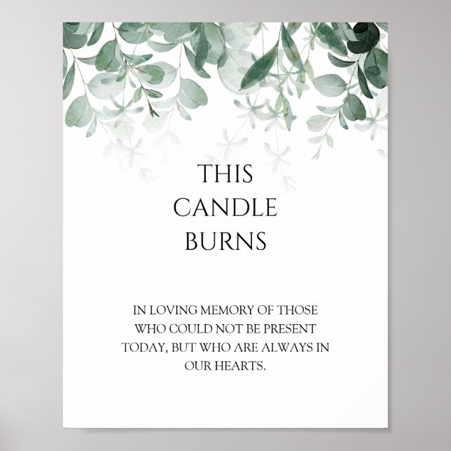 Modern Greenery White Wedding This Candle Burns Poster (Front)