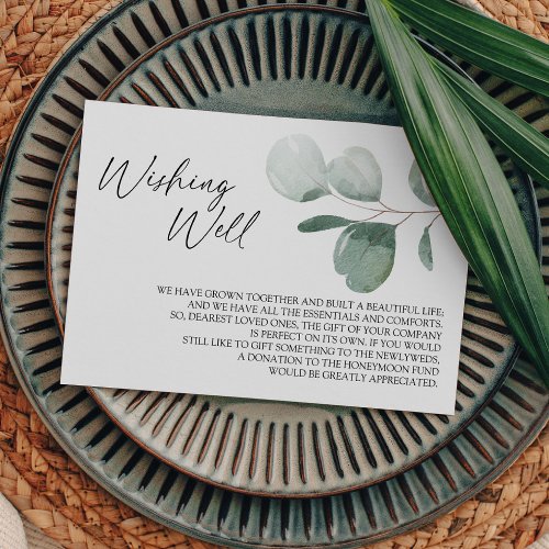 Modern Greenery White Wedding Wishing Well Enclosure Card