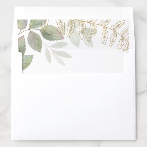 Modern Greenery with Gold Envelope Liner