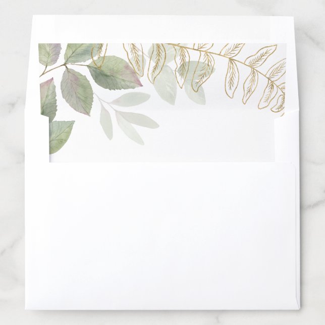 Modern Greenery with Gold Envelope Liner (In Envelope)