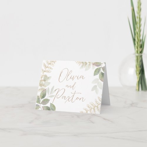 Modern Greenery with Gold Note Card