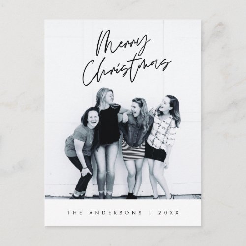 Modern Greeting  Merry Christmas Family Photo Pos Postcard