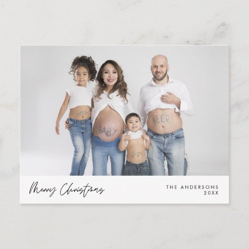 Modern Greeting  Merry Christmas Family Photo Pos Postcard