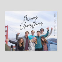 Modern Greeting, Merry Christmas Family Photo Post Postcard