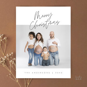 Modern Greeting, Merry Christmas Family Photo Postcard