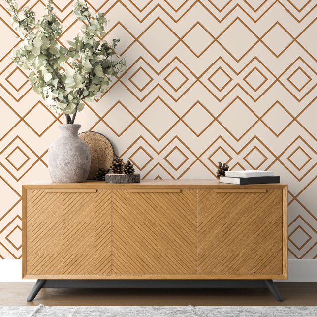 Modern Greige Ivory Rust Tan Brown Squares Art Wallpaper (Creator Uploaded)