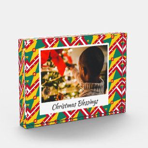 Modern GRENADA CARRIACOU FLAG Christmas Keepsake Photo Block