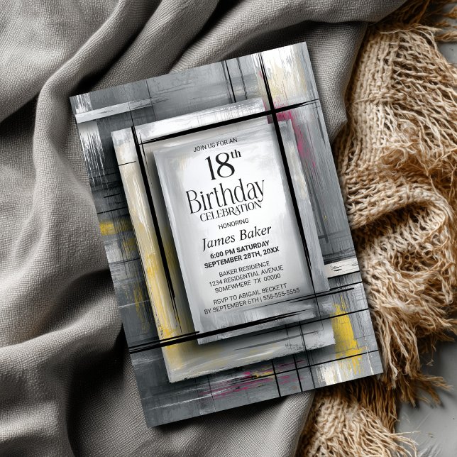 Modern Grey 18th Birthday Party Invitation (Creator Uploaded)