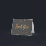 Modern grey 50th birthday faux gold confetti  thank you card<br><div class="desc">Make a statement with this modern and stylish 50th birthday thank you card. Customize the card with your own special greeting and name, adding a personal touch that will resonate with your loved ones. The card features a sleek and sophisticated modern grey background adorned with dazzling faux gold confetti dots,...</div>