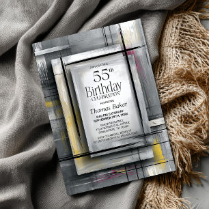 Modern Grey 55th Birthday Party Invitation