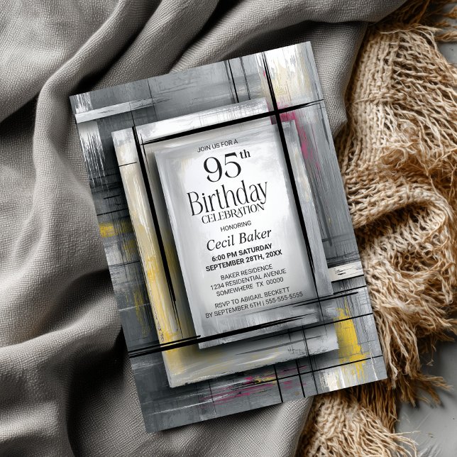 Modern Grey 95th Birthday Party Invitation (Creator Uploaded)