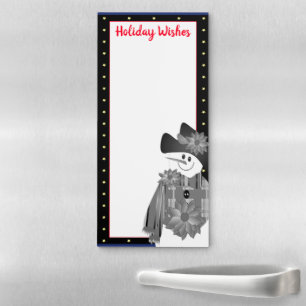 Modern Grey and Black Snowman Magnetic Notepad