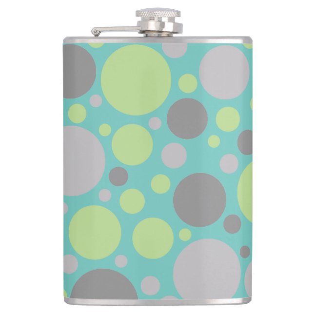 Modern Grey and Green Bubbles Flask (Front)